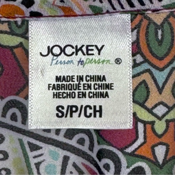 Jockey Women's Blouse S Multicolor Abstract Floral Print Garter Sleeve Loose Fit - Picture 9 of 13